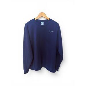 Nike Crewneck Sweatshirt Mens XL Navy Small Swoosh Logo